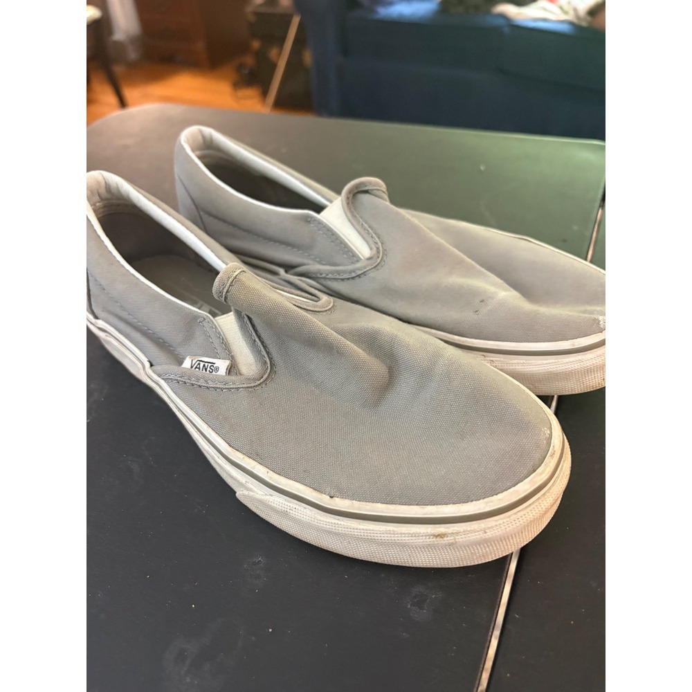 Vans Classic Slip-On Grey Canvas Skate Shoes Mens 6.5 Womens‎ 8.0
